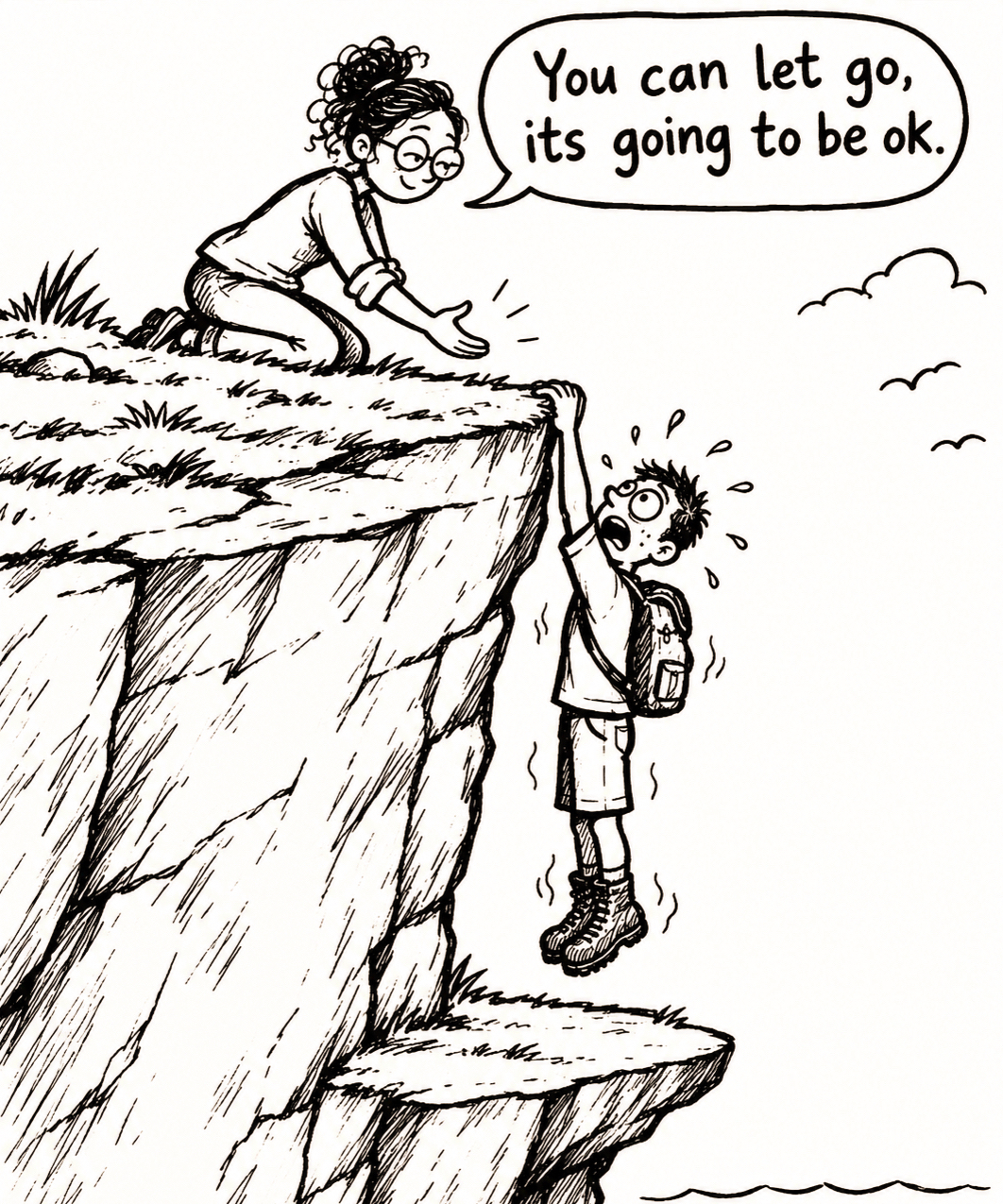 A Reassuring Hand on the Cliff